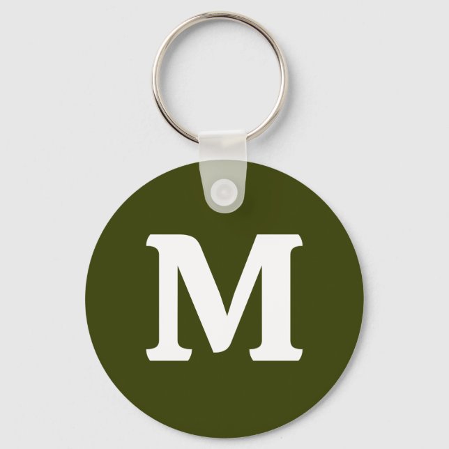 Dark olive green solid colour key ring (Front)