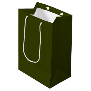 Dark olive green solid colour medium gift bag