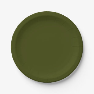 Dark olive green solid colour paper plate