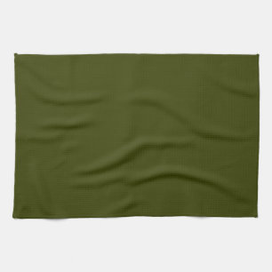 Dark olive green solid colour tea towel