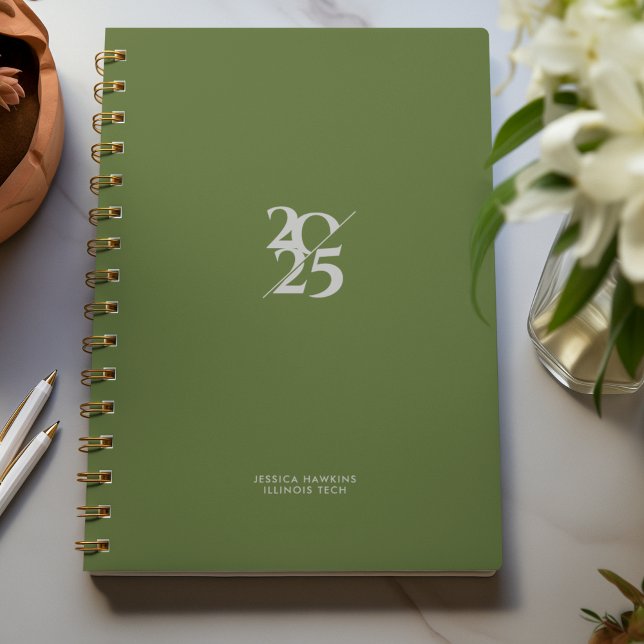 Dark Olive Green Split Year Spiral Weekly Planner (Creator Uploaded)