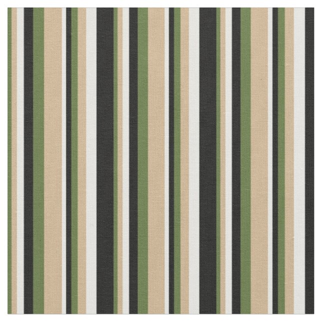 Dark Olive Green, Tan, Mint Cream & Black Coloured Fabric (Close Up)