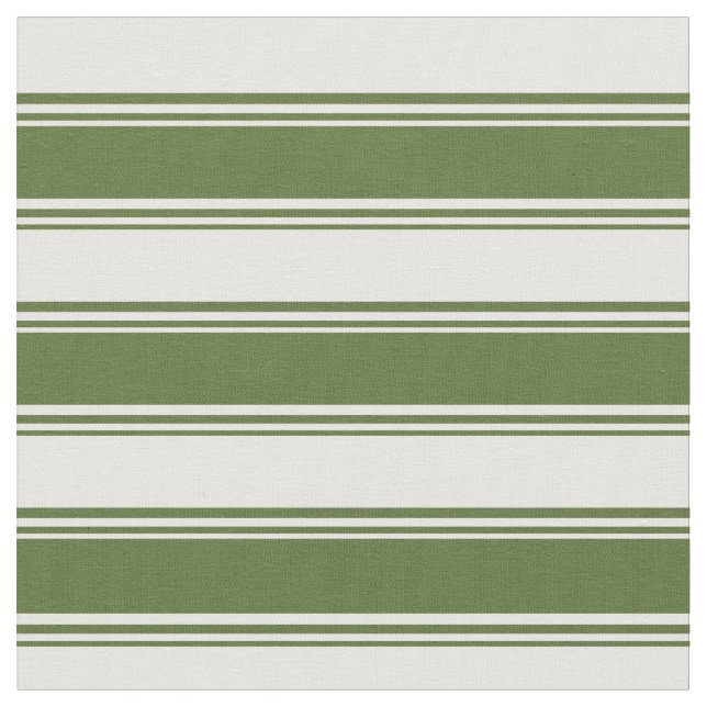 Dark Olive Green & White Coloured Lines Pattern Fabric (Close Up)