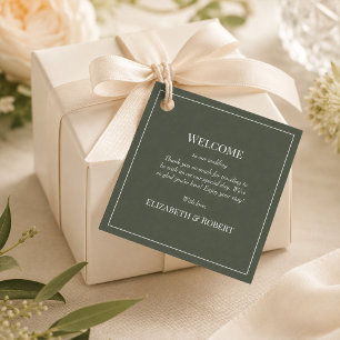 Dark Olive Monogram Wedding Welcome Gift Tag