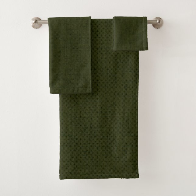 Dark olive textured  bath towel set (Insitu)