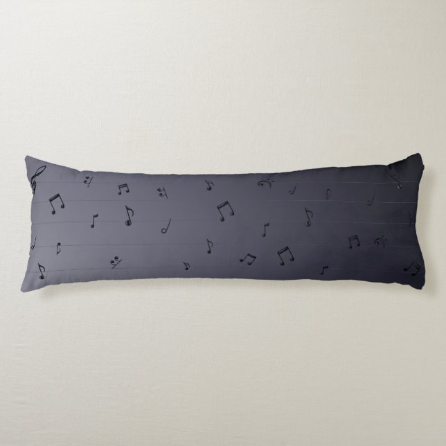 Dark Ombre Musical Notes  Body Cushion (Front)