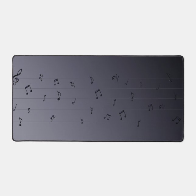 Dark Ombre Musical Notes Gray  Desk Mat (Front)