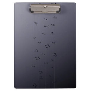 Dark Ombre Musical Notes Grey Clipboard
