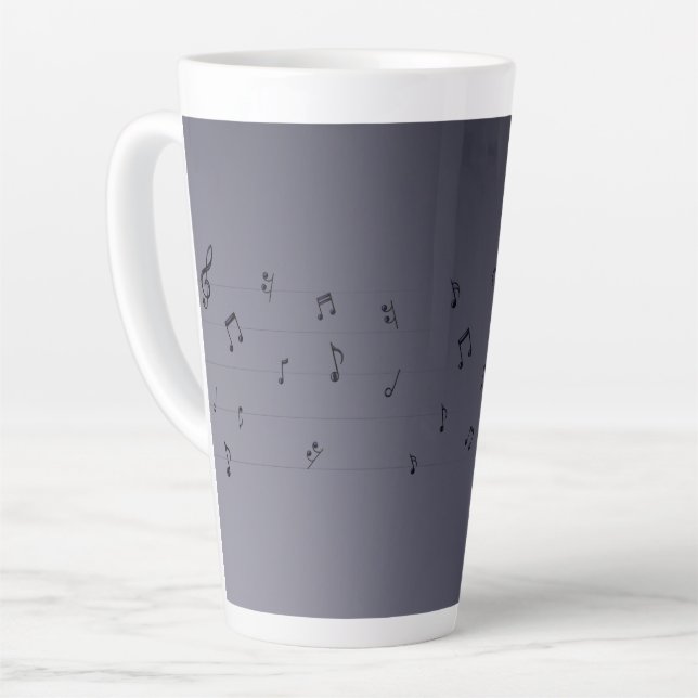Dark Ombre Musical Notes  Latte Mug (Left Angle)