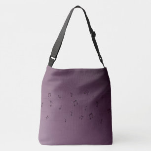 Dark Ombre Musical Notes Mauve  Crossbody Bag