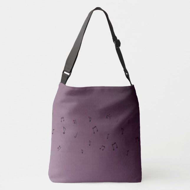 Dark Ombre Musical Notes Mauve  Crossbody Bag (Back)
