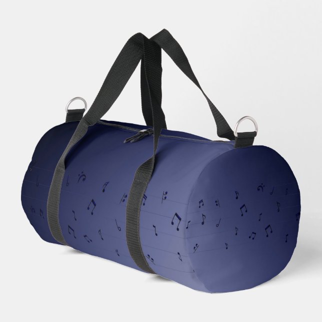 Dark Ombre Musical Notes Navy  Duffle Bag (Left Corner)