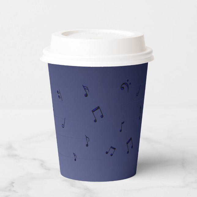 Dark Ombre Musical Notes  Paper Cups (Left)