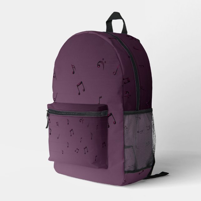  Dark Ombre Musical Notes  Printed Backpack (Back Corner Right)