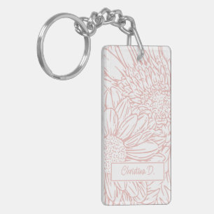 Dark on Dusty Plum Chrysanthemums with Photo Key Ring