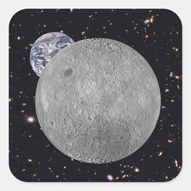 Dark or Far Side of the Moon Starry Sky Square Sticker (Front)