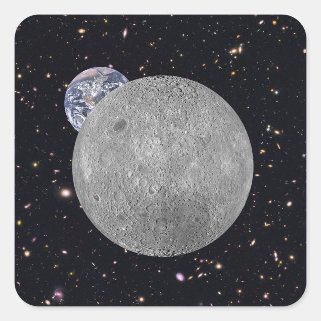 Dark or Far Side of the Moon Starry Sky Square Sticker (Front)