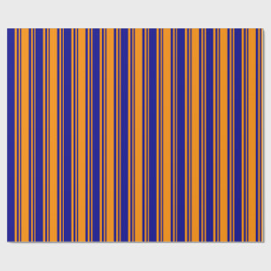 Dark Orange and Dark Blue Coloured Striped Pattern Wrapping Paper