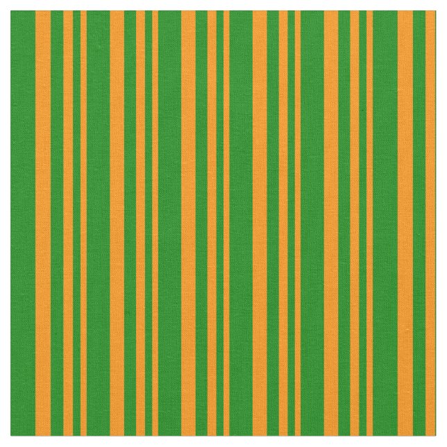 Dark Orange and Green Coloured Striped Pattern Fabric (Close Up)