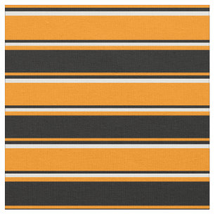 Dark Orange, Black, and White Coloured Stripes Fabric
