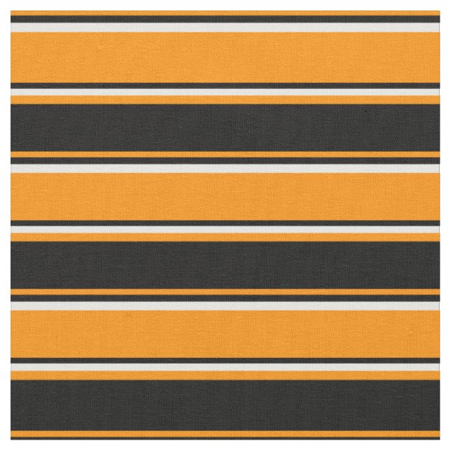 Dark Orange, Black, and White Coloured Stripes Fabric (Close Up)