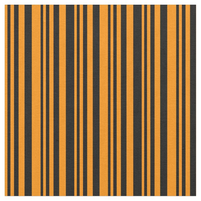 Dark Orange & Black Coloured Lined/Striped Pattern Fabric (Close Up)