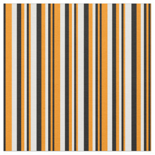 Dark Orange, Black & White Lined/Striped Pattern Fabric