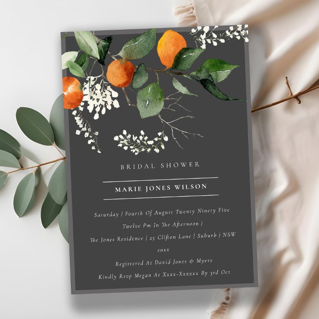 Dark Orange Blossom Foliage Bridal Shower Invite (Creator Uploaded)