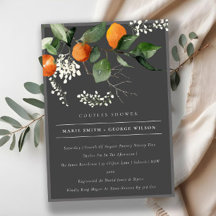 Dark Orange Blossom Foliage Couples Shower Invite