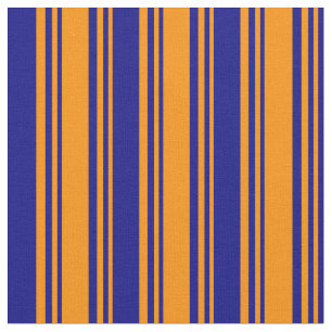 Dark Orange & Blue Striped Pattern Fabric