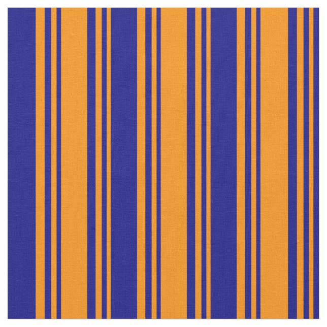 Dark Orange & Blue Striped Pattern Fabric (Close Up)