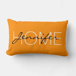 Dark orange colour home monogram lumbar cushion