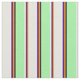 Dark Orange, Indigo, Beige, Green & Black Lines Fabric