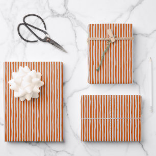 Dark Orange & Light Gray Wonky Stripes Wrapping Paper Sheet