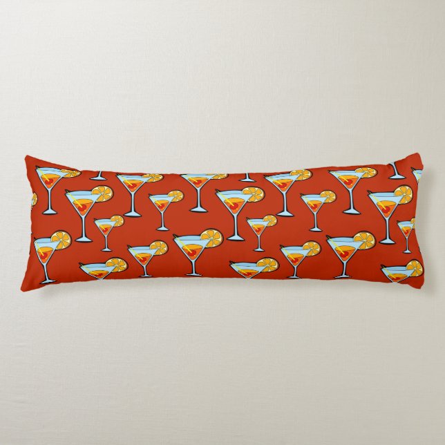 Dark Orange Martini Cocktail Pattern Body Cushion (Front)