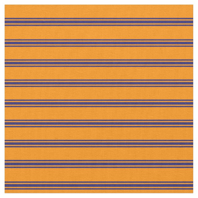 Dark Orange & Midnight Blue Striped/Lined Pattern Fabric (Close Up)