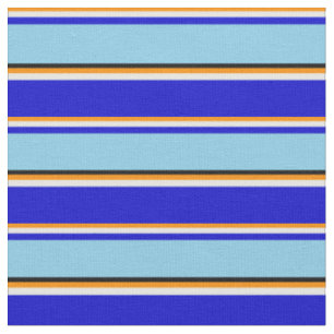 Dark Orange, Mint Cream, Blue, Sky Blue, and Black Fabric
