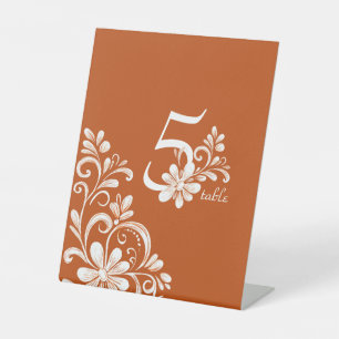 Dark Orange Shabby Chic Wedding Table Sign