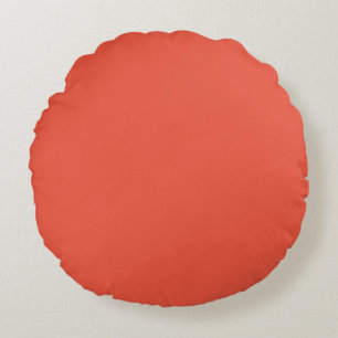 Dark Orange solid plain  Round Cushion