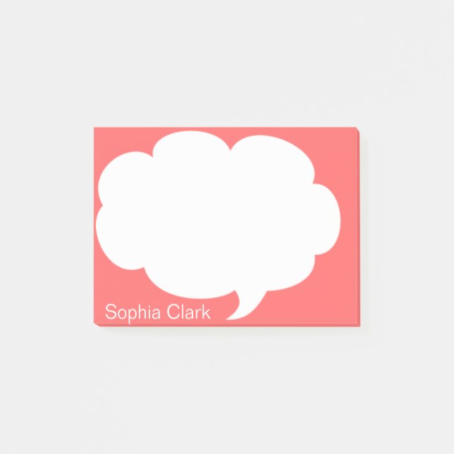Dark Orange Talk Bubble Rounded Personalised Post-it Notes (Front)