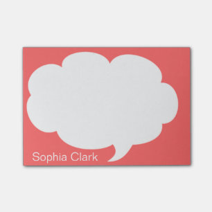 Dark Orange Talk Bubble Rounded Personalised Post-it Notes