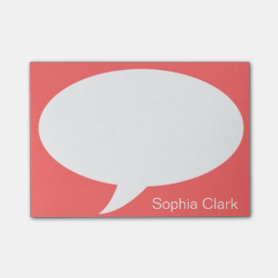 Dark Orange Talk Bubble Rounded Personalised Post-it Notes