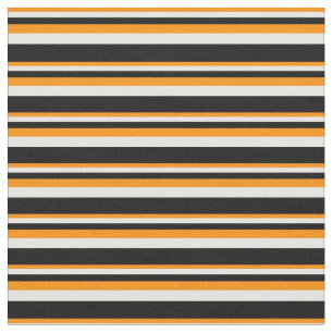 Dark Orange, White, and Black Lines Fabric