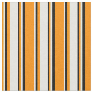 Dark Orange, White, and Black Stripes Pattern Fabric