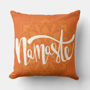 Dark Orange White Namaste Decor Pillow
