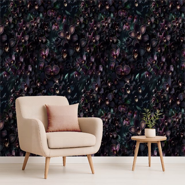 Dark Orchid Maximalist Gothic Botanical Wallpaper (Dark Orchid Maximalist Gothic Botanical Wallpaper)
