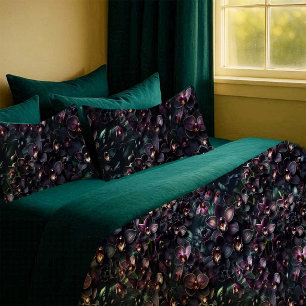 Dark Orchid Maximalist Gothic Floral Luxury Pillow Pillowcase