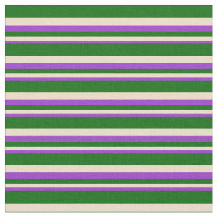 Dark Orchid, Tan, and Dark Green Lines Fabric