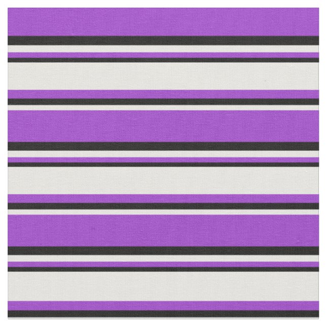 Dark Orchid, White & Black Coloured Lines Fabric (Close Up)