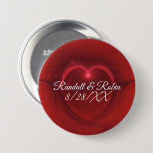 Dark Outlined Centre Lighted Heart On Red Template 7.5 Cm Round Badge